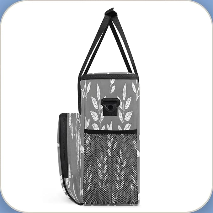 Leaf Pattern Coffee Maker Carrying Bag Compatible with K-Mini or K-Mini Plus Portable Single Cup Coffee Maker Case with Pockets for K Cup Pods