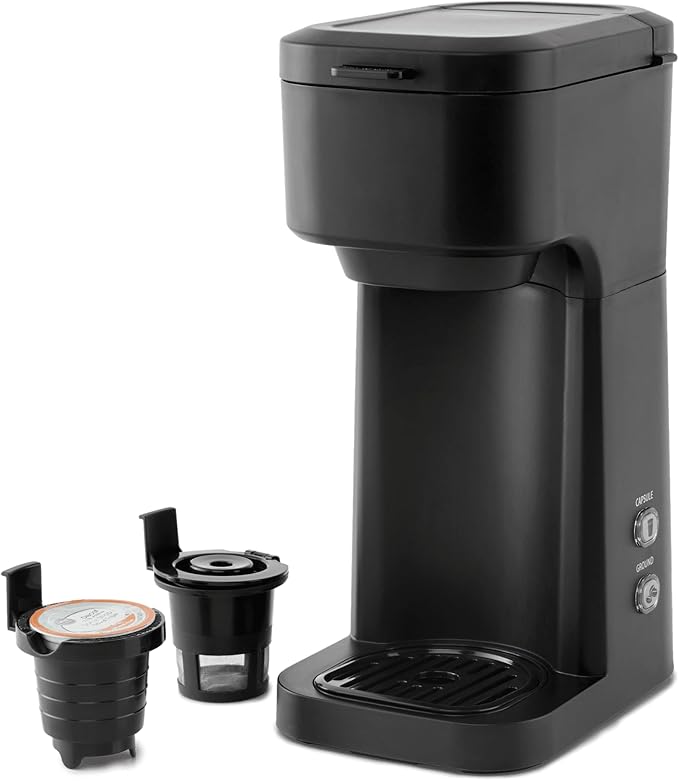 IT'S BRAZILIAN Compact Single Serve Dual Brew Coffee Maker - Fresh Coffee with Ground Coffee or Pods
