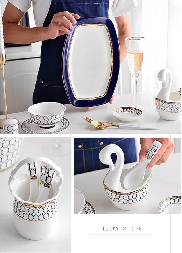 Round Dinnerware Sets Ceramic Dinner Plate Sets Plates and Bowls Sets Dish Set22 Pcs