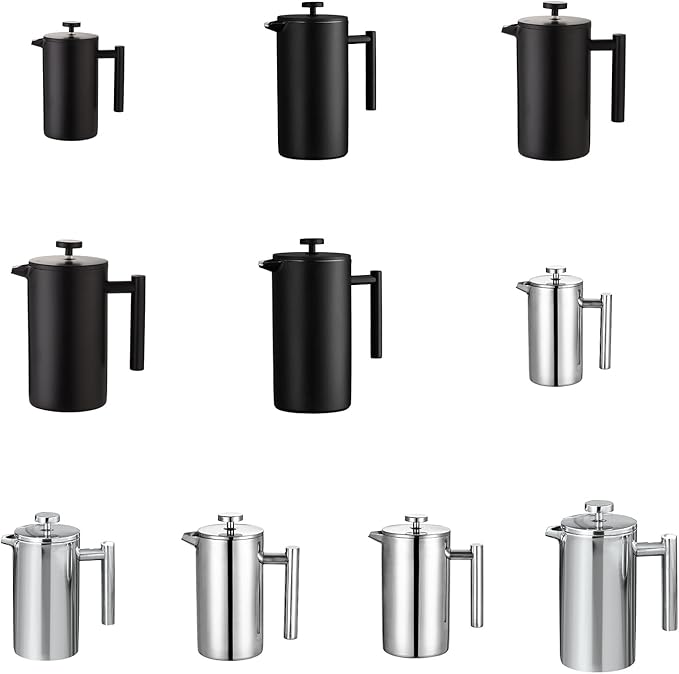 French Presses 304 Stainless Steels Double Walled Insulated Thermal Coffee Maker Handle Baristas Accessories Double Walled Insulated Coffee Pots