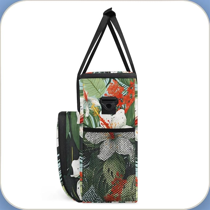 Coffee Maker Carrying Bag Palm Leaves Flower Single Cup Coffee Maker Travel Bag Compatible with Keurig K-Mini or K-Mini Plus Portable Storage Bag with Shoulder StrapAZ-208