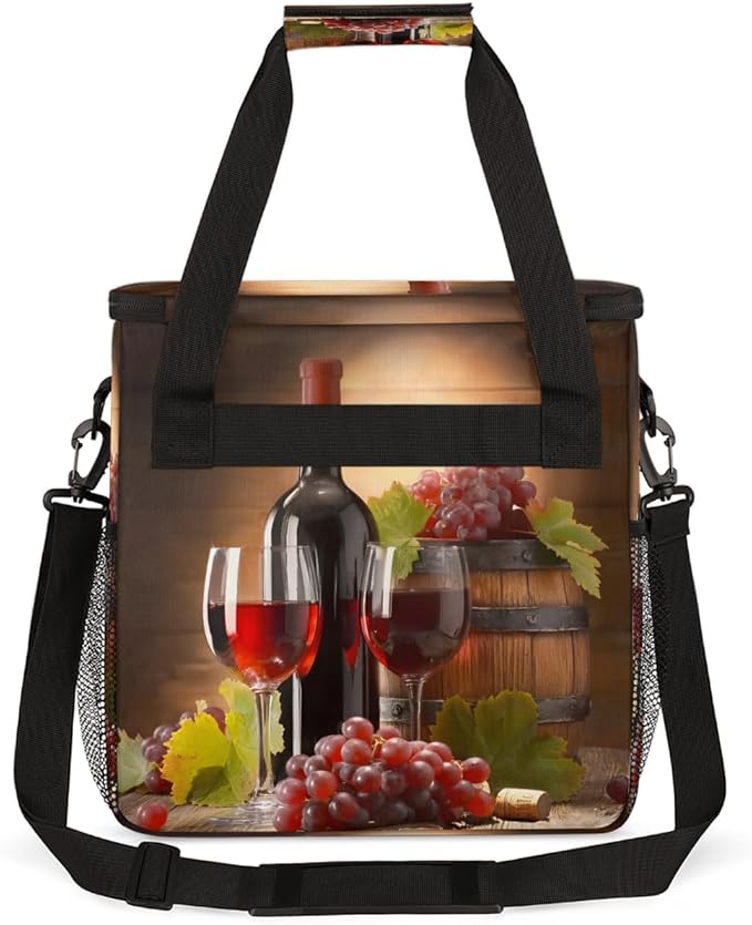 Grape Wine Bottle Glasses Coffee Maker Carrying Bag Coffee Machine Travel Storage Bag Compatible with K-Mini or K-Mini Plus Portable Single Serve Coffees Brewer Case with Pockets for K-Cup Pods
