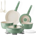 Redchef Ceramic Nonstick Pans and Pots Set Ceramic Cookware Set with Detachable Handles16Pcs Induction Dishwasher Oven Safe Kitchen Cooking Set PFAS PFOA &amp PTFE Free Green