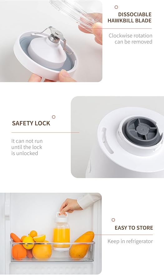 VITAMER Lepaletiux 4000mAh Ice and Juice Blender Food Grade Material Refillable Blenders Mixing Bottle (White)