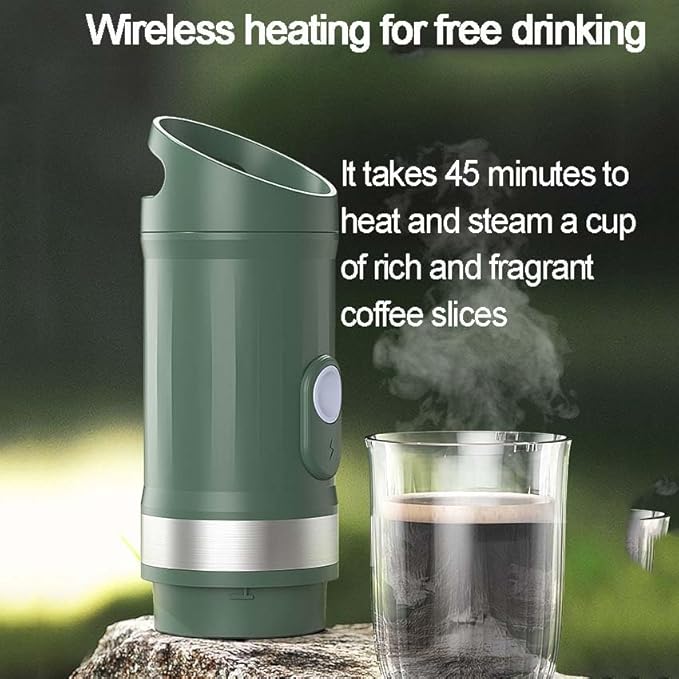 Portable Espresso Machine 20Bar Wireless Heating Mini Coffee Maker 9600mAh Rechargeable Battery Compatible with Capsules &amp Ground Coffee for Travel Camping Home Use