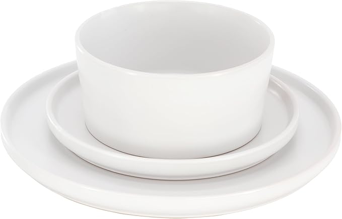 Elama Josh 18 Piece Round Stoneware Dinnerware Set Tableware Set Service for 6 (White)