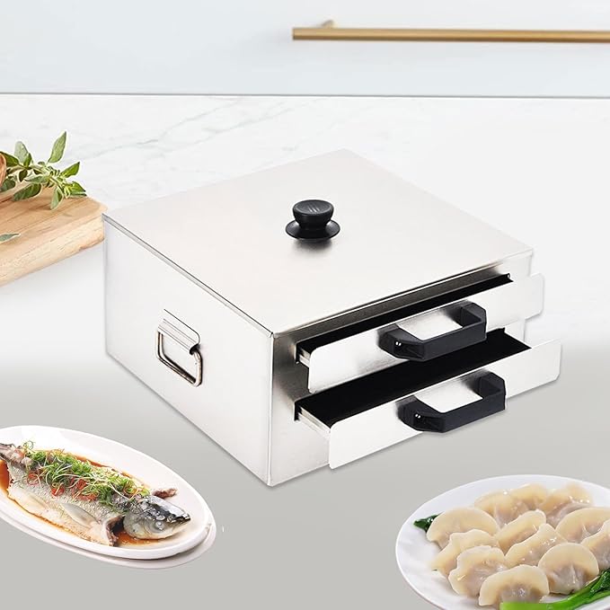 AIZYR Cantonese Rice Noodle Rolls Machine Double Layer Steam Furnace Machine Stainless-Steel Rice Roll Steamer Cooking Chinese Cuisine Recipes Cookware
