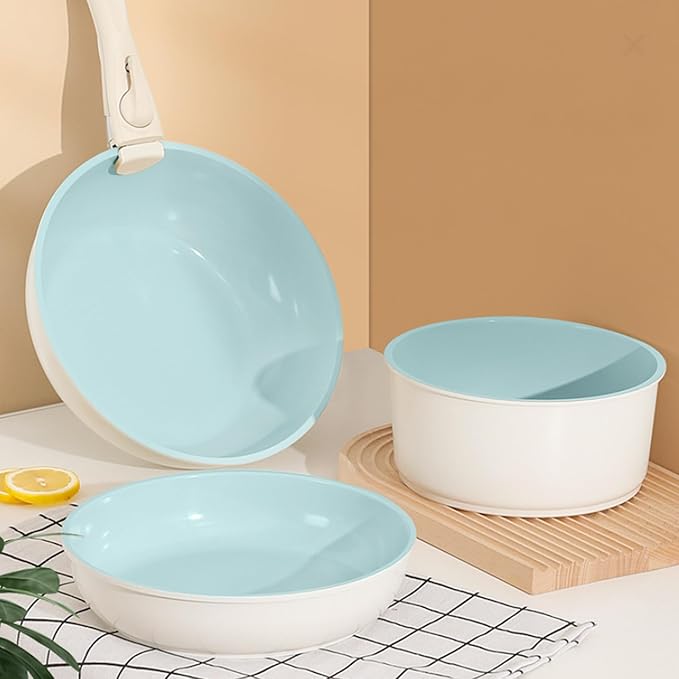 Detachable Handle Cookware Set Non Stick Pan Set Ceramic Rv Kitchen Set-frying Pan Saucepan with Lid Dishwasher Oven Safe