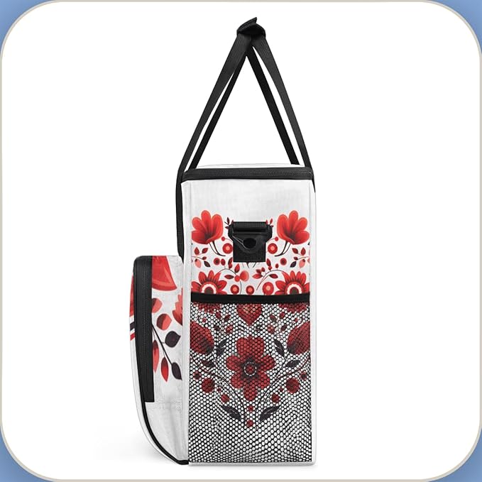 Heart Flowers Coffee Maker Carrying Bag Portable Travel Storage Tote Bag Compatible with K-Mini or K-Mini Plus Single Serve Coffee Brewer Carrying Case with Multiple Pockets &amp Shoulder Strap