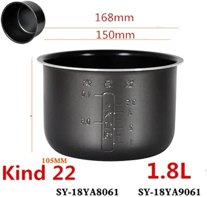 Electric Rice Cooker Inner Pot Compatible for SUPOR Electric Pressure Cooker Inner Pot 2.5L/3L/4L/5L/6L Non Stick Pot Inner Pot (Multiple Kind 22(1.8L))