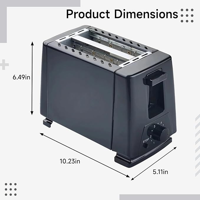 2-Slice Toaster With Wide Slots 6 Settings Auto Pop-Up And Crumb Tray Stainless Steel Compact Design