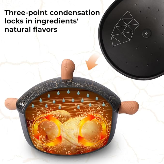 Bionic Turtle Design Nonstick Cookware Set (7 Pcs)- Wok Fry Pan Sauce Pan &amp Dutch Oven with 3 Lids Non ToxicPFAS &amp PFOA Free Compatible with All Stovetops Durable Cookware for Home Cooki