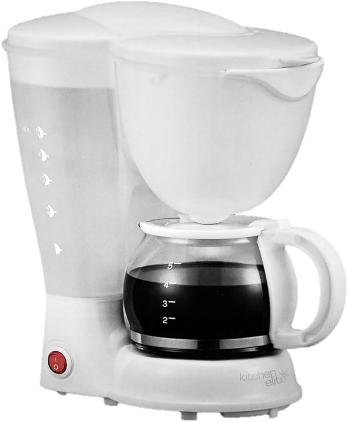 Kitchen Elite 5-Cup Automatic Drip Coffee Maker White Pause-n-Pour