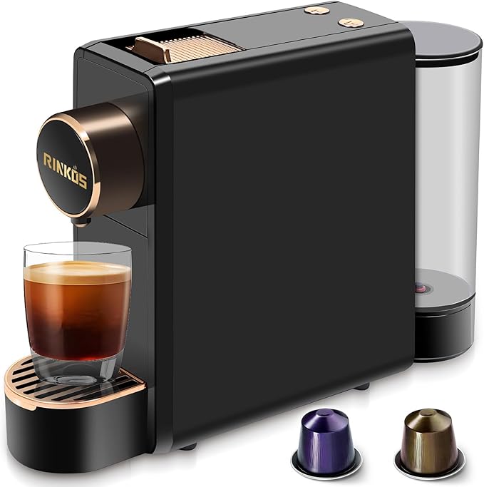 Espresso Machine for Nespresso Compatible Capsule Single Serve Coffee Maker Programmable for Espresso Pods Premium Italian 20 Bar High Pressure Pump Mini Coffee and Espresso Machine Black