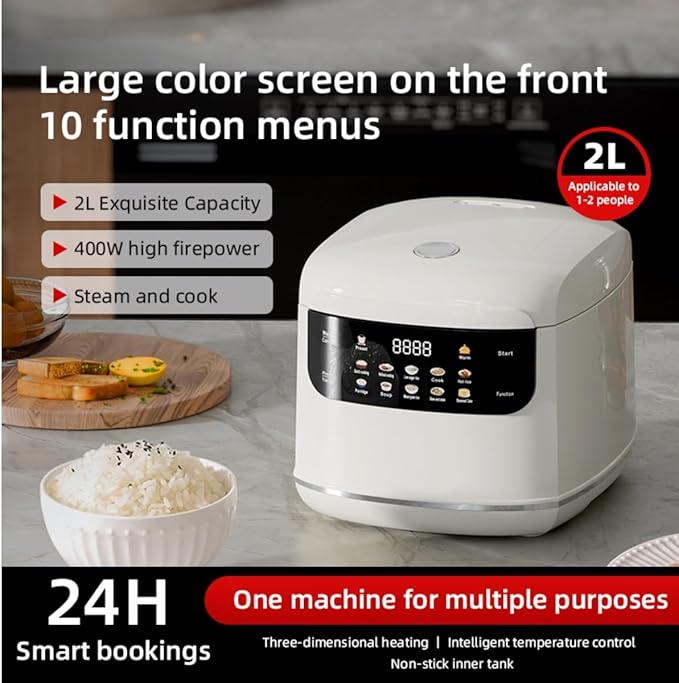 10-in-1 Rice CookerMultifunctional for RiceTitanium Inner Pot Induction Heating Rice CookerLow Sugar Digital SteamerDurable Nonstick Inner Pot24H Timer &amp Auto Keep Warm (Red)