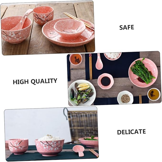 Floral Dinnerware Set Porcelain Dinnerware Set Pink Cutlery Japanese Plates Elegant Kit