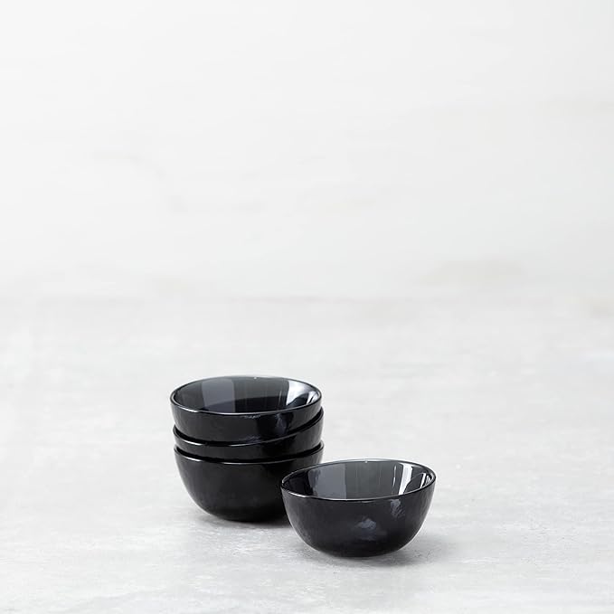 Fortessa Los Cabos Glass Dinnerware Collection Dessert Snack Bowl (Set of 4) 5 Inch/12.5oz Shadow