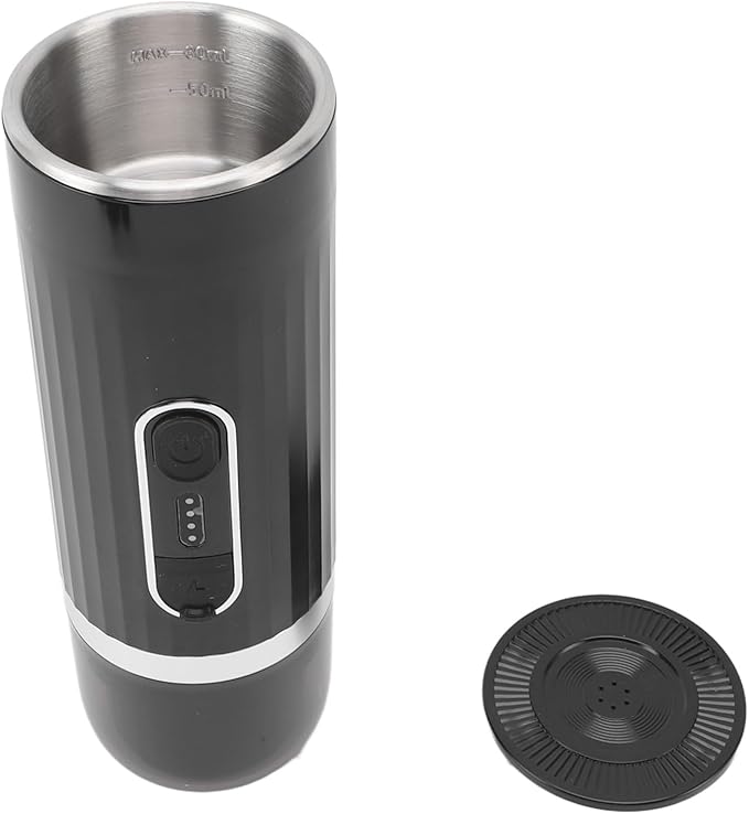 HEEPDD Portable Self Heating Electric Coffee Maker Coffee Machines Rechargeable Travel Machine with 15 Bar Pressure for RV Hiking Camping Office Use Portable Self Heating