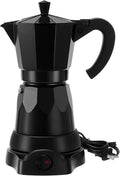 Coffee Pot 6 Cup Electric Espresso Coffee Maker Italian Moka Maker 300ml Portable Aluminum Espresso Machine Cafetera Moka Pot with Detachable Base Gift for Home Travel(Black)