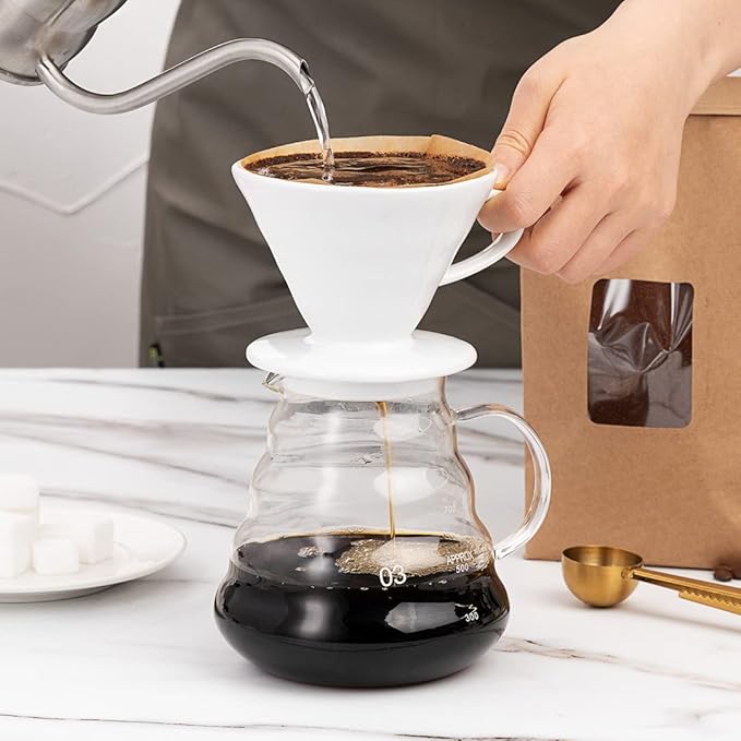 Restaurantware Restpresso 17 Ounce Coffee Dripper 1 Reusable Coffee Cone - With Drip Hole Retains Heat White Ceramic Pour Over Coffee Dripper For Home Cafe Or Restaurants