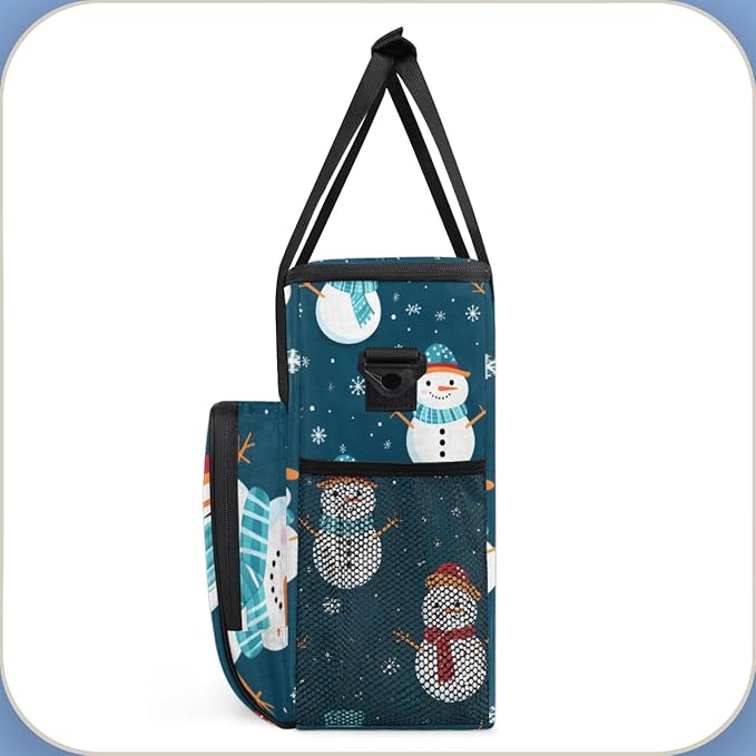 Watercolor Snowman Coffee Maker Carrying Bag Glitter Snowman Travel Storage Bag Compatible with K-Mini or K-Mini Plus Single Serve Coffee Brewer Carrying Case with Multiple Pockets &amp Shoulder St