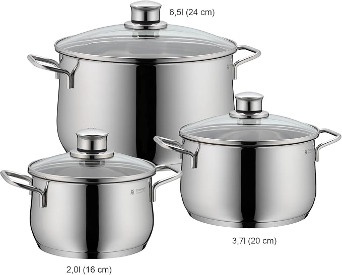 WMF 730036040 Diadem Plus Cromargan Pot Set Silver 3-Piece