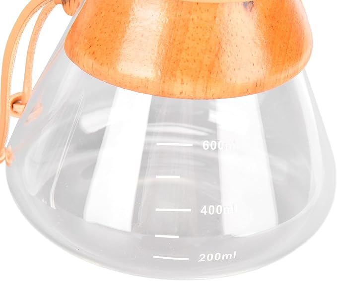 Pour Over Coffee Pot Glass Coffee Kettle Simple Design Drip Coffee Maker Heat Resistance Tea Pot with Resuable Stainless Steel Filter and Capacity Scale for Coffee Lovers (600ml)