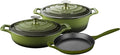 La Cuisine LC 2750 5 Piece Enameled Cast Iron Oval Casserole Cookware Set Olive Green