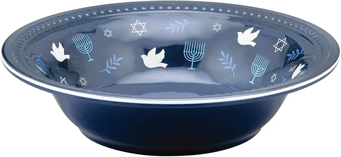 UPware 12 Piece Hanukkah Menorah Melamine Dinnerware Sets Outdoor Dishes Set Plates and Bowls Sets Hanukkah Decorations Service for 4 Indigo Blue