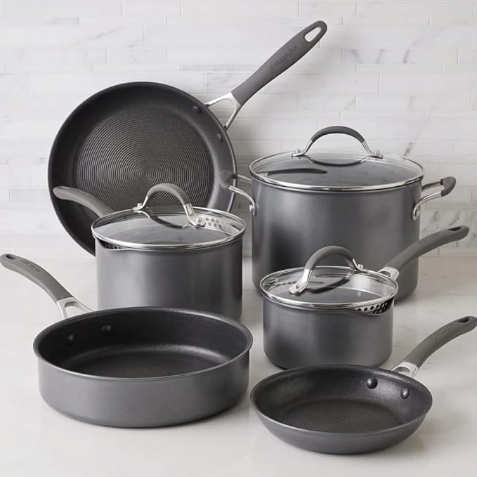 Circulon A1 Series with ScratchDefense Technology Nonstick Induction Cookware/Pots and Pans Set 9 Piece Graphite