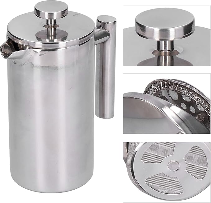 French Press Coffee Maker Stainless Steel French Press Coffee Press Coffee Maker Camping Coffee Press Manual Coffee Pot for Home Office (1000ml)