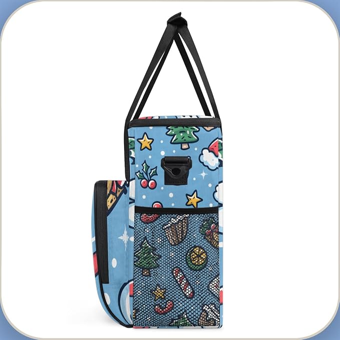 Cartoon Xmas Biscuit Coffee Maker Carrying Bag Portable Travel Storage Tote Bag Compatible with K-Mini or K-Mini Plus Single Serve Coffee Brewer Carrying Case with Multiple Pockets &amp Shoulder St