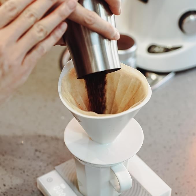 Pour Over Coffee Maker Set White Ceramic Coffee Dripper with V60 Paper filter White Ceramic Streamline Coffee Mug for Cafe Home Restaurant 6291-12101-03A