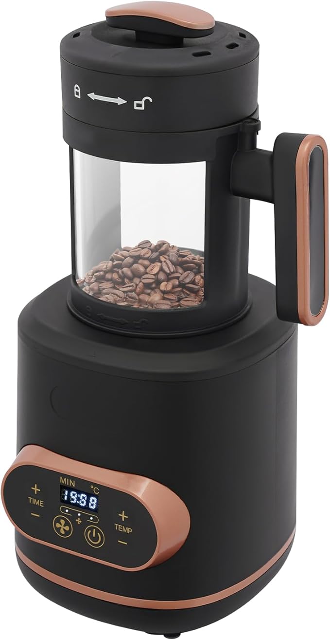 Electric Coffee Roaster with LED Display 0.22lbs Coffee Bean Roaster Machine for Home Usewith Adjustable Temperature &amp Timer 3 Gears Fan Speed 1500W