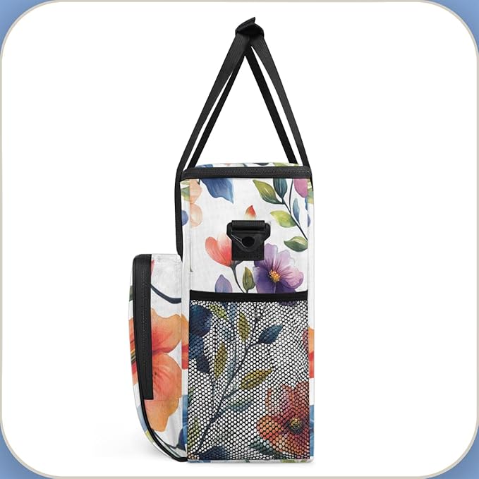 Enchanting Flowers Coffee Maker Carrying Bag Portable Travel Storage Tote Bag Compatible with K-Mini or K-Mini Plus Single Serve Coffee Brewer Carrying Case with Multiple Pockets &amp Shoulder Stra