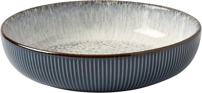 Tabletops Gallery Speckled Farmhouse Collection- Stoneware Dishes Service for 4 Dinner Salad Appetizer Dessert Plate Bowls 16 Piece Jura Embossed Dinnerware Set in Smoky Blue