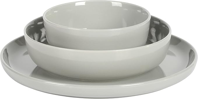 Gibson Home Oslo 12-Piece Porcelain Chip and Scratch Resistant Dinnerware Set GreyService for 4