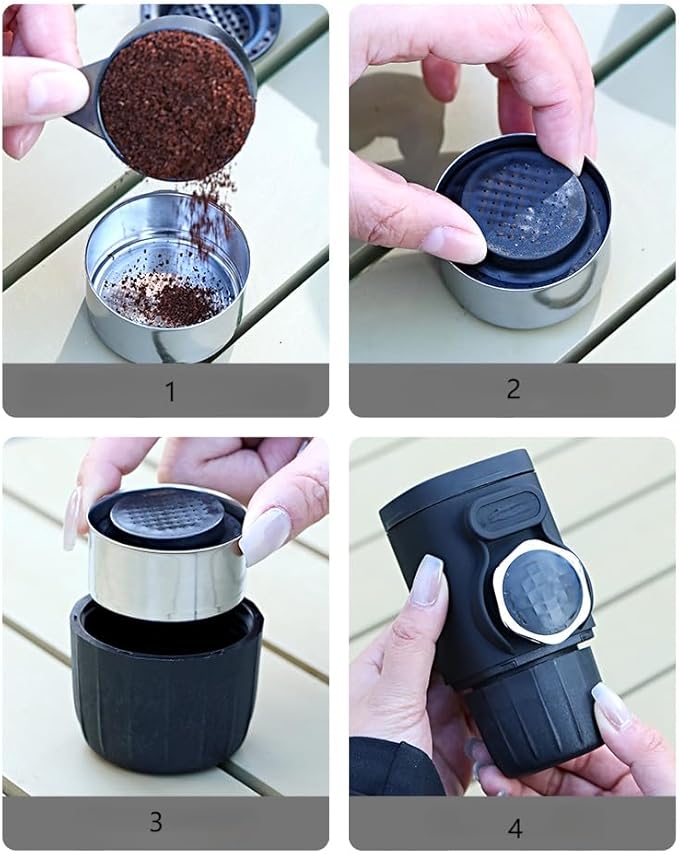 Car Portable Hand-press Coffee Maker for Alfa Romeo 4C 8C 2007 2008 2009 2010 2013 2014 2015 2016 2017 2018 2019 2020 Vehicle Coffee Machines Automobile Espresso Machines Handheld Coffee Machine