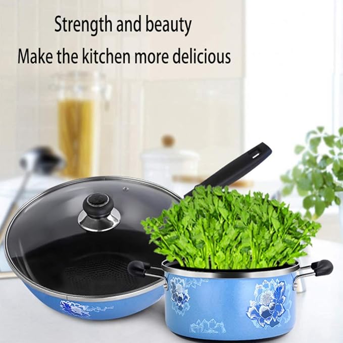 Cookware SetInduction Frying Pan and Saucepan Set with Lids Stay Cool HandlesPan Set 2 PieceCan Be Used for Gas and Induction Cooker Woks Lid