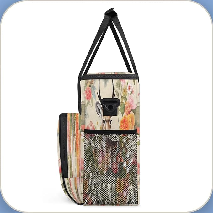 Floral Pattern Elk Coffee Maker Carrying Bag for Keurig K-Mini or K-Mini Plus Storage Portable Coffee Maker Travel Bag