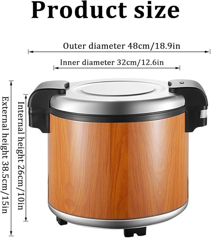 Commercial Rice Warmer(Not Rice Cooker)Constant Temperature 65°CNon-Stick Inner Pot Electric Rice WarmerCommercial 23L Electric Thermal Insulation Pot100W 110V(Color:Wood Grain Style)