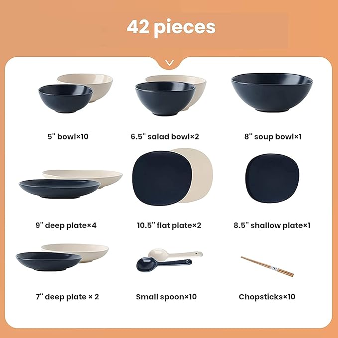 Dinnerware Sets - Luxury Gift Dishes Service Set Ceramics Dinner Sets Porcelain Dinnerware Set of 42 | Cereal Bowl and Steak Plate Set for Wedding Housewarming Gift(A)