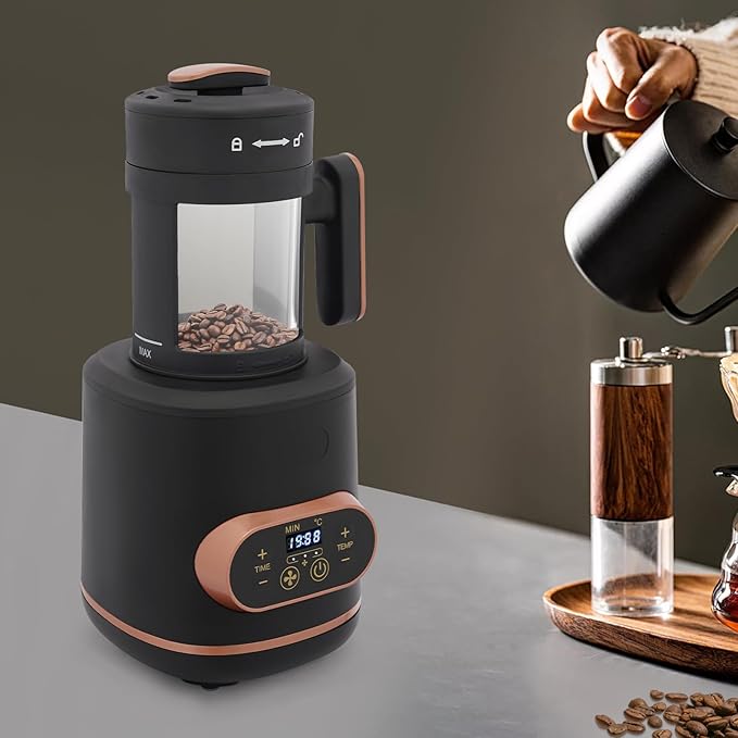 Electric Coffee Bean Roaster Machine 1500W Coffee Bean Roaster with LED display Push Button Model Intelligent Control Home Use or commercial