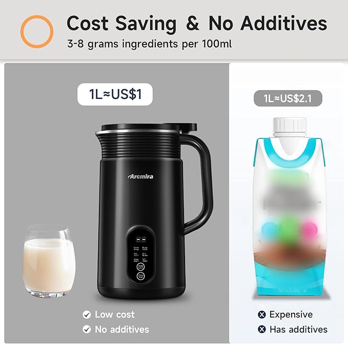 𝟲 𝗶𝗻 𝟭 Nut Milk Maker Machine 20 oz(600ml) Homemade Almond Soy Oat Plant-Based and Non-Dairy Beverages Almond Miilk Makerr Delay Start/Boil Water/Keep Warm Soy Milk Machine Nut Milk Bag