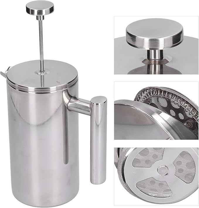 French Press Coffee Maker Stainless Steel French Press Coffee Press Coffee Maker Camping Coffee Press Manual Coffee Pot for Home Office (1000ml)