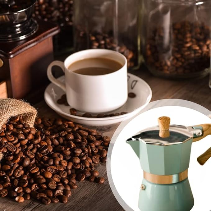 Household Aluminum Coffee Maker Espresso Mocha Lake Green Filter