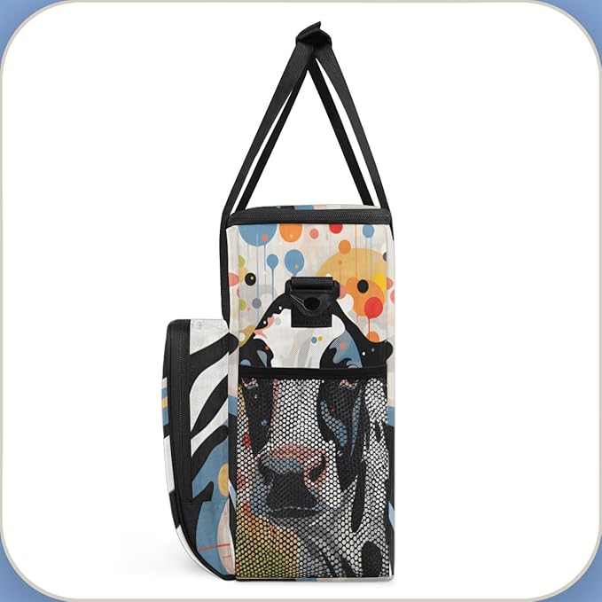Watercolor Cow Coffee Maker Carrying Bag Colorful Cow Travel Storage Bag Compatible with K-Mini or K-Mini Plus Single Serve Coffee Brewer Carrying Case with Multiple Pockets &amp Shoulder Strap
