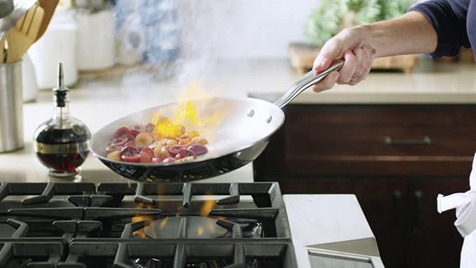 Heritage Steel 10.5 Inch Fry Pan | Made In USA | Titanium Series | 316Ti Skillet with Stay Cool Handle | Fully Clad Stainless Steel Pan with 5-Ply Construction | Induction Ready &amp Non Toxic