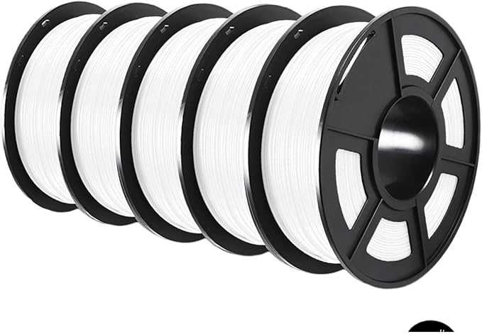 US. 3D Filament PETG/EASY ABS/TPU/ASA for Filamnet 1.75mm 5Roll 1KG(TPU 0.5KG/Roll) 3D Printer Filament for 3D Printer(PETG White 5 Roll)