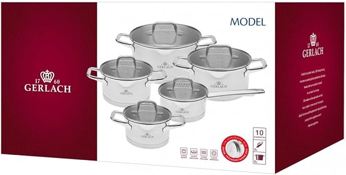 Gerlach Model Stainless Steel Saucepan Set Induction Cooking Set Set of 5
